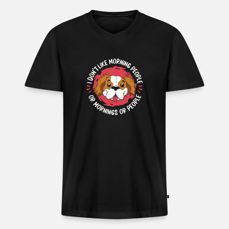 Pekingese Komisch - Männer Premium Bio T-Shirt mit V-Ausschnitt - Schwarz