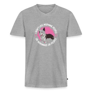 Border Collie - T-shirt encolure en V Premium bio Homme - gris chiné - Devant