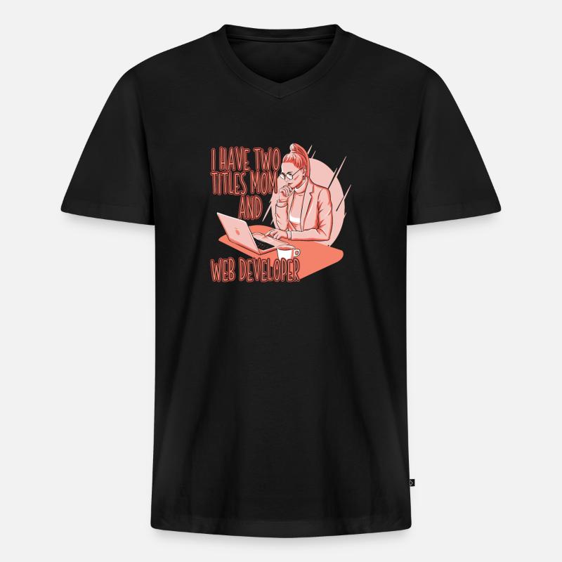 Web Entwickler Webdeveloper Web-Entwickler - Männer Premium Bio T-Shirt mit V-Ausschnitt - Schwarz