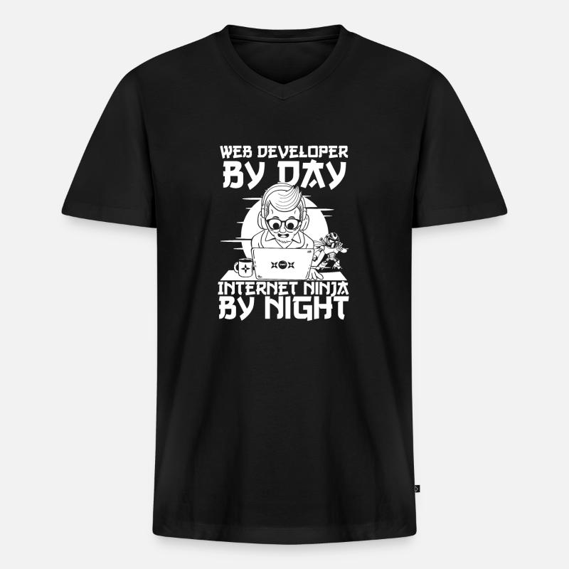 Web Entwickler Webdeveloper Web-Entwickler - Männer Premium Bio T-Shirt mit V-Ausschnitt - Schwarz