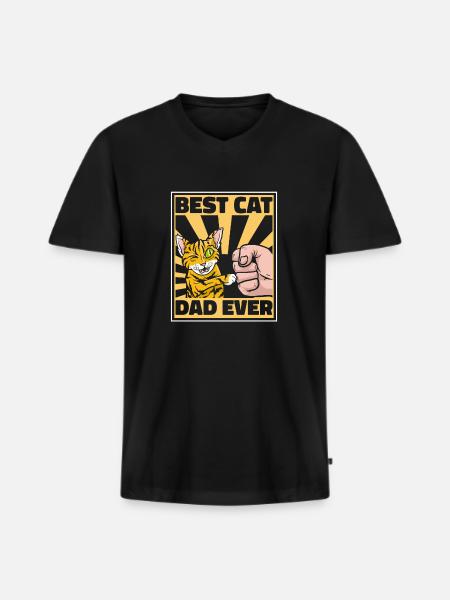 Cat Cat Daddy - T-shirt encolure en V Premium bio Homme - noir