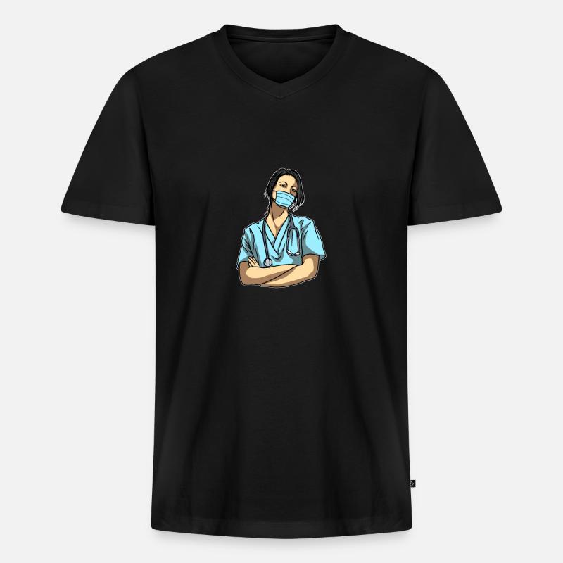 Krankenschwester - Männer Premium Bio T-Shirt mit V-Ausschnitt - Schwarz
