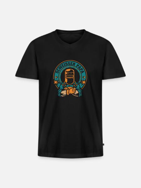 Schmied Metallbauer Schlosser - Männer Premium Bio T-Shirt mit V-Ausschnitt - Schwarz