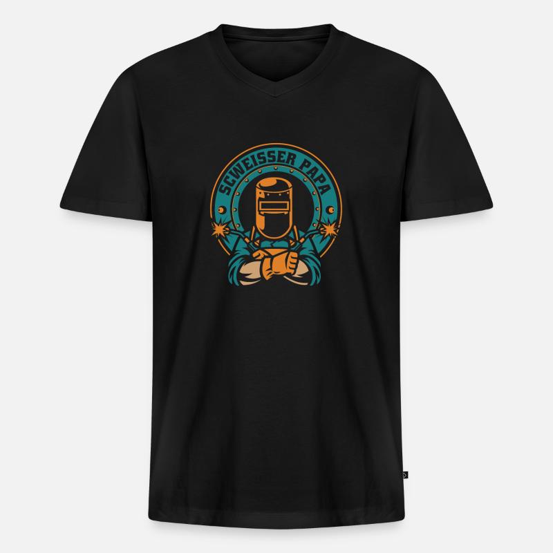 Schmied Metallbauer Schlosser - Männer Premium Bio T-Shirt mit V-Ausschnitt - Schwarz