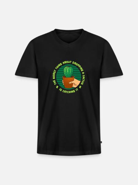 Cactus Garden - Men's Premium Organic T-shirt with V-neck - black