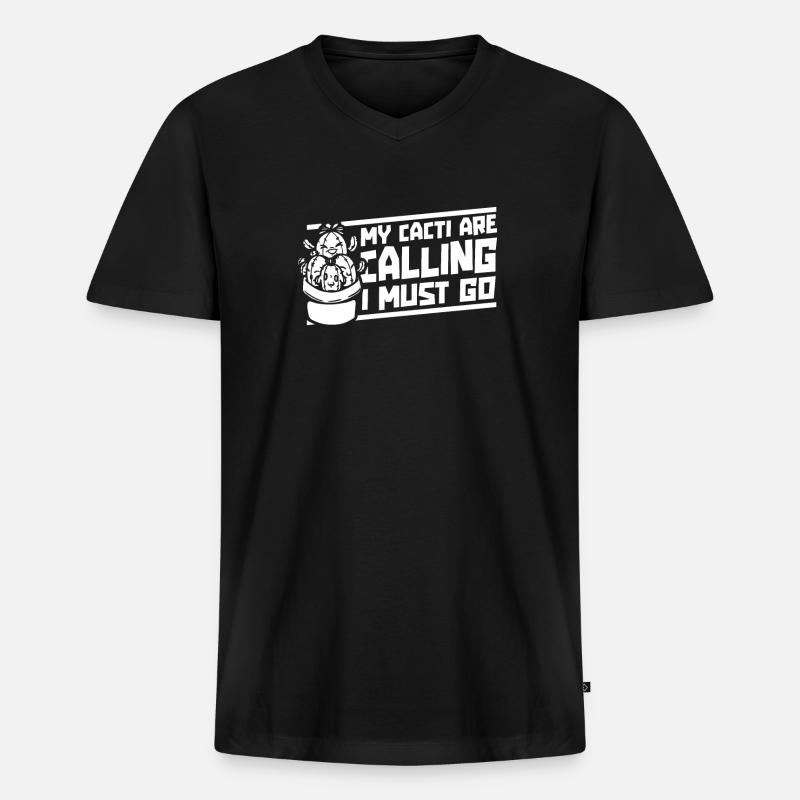 Kaktus Garten Kaktus - Männer Premium Bio T-Shirt mit V-Ausschnitt - Schwarz