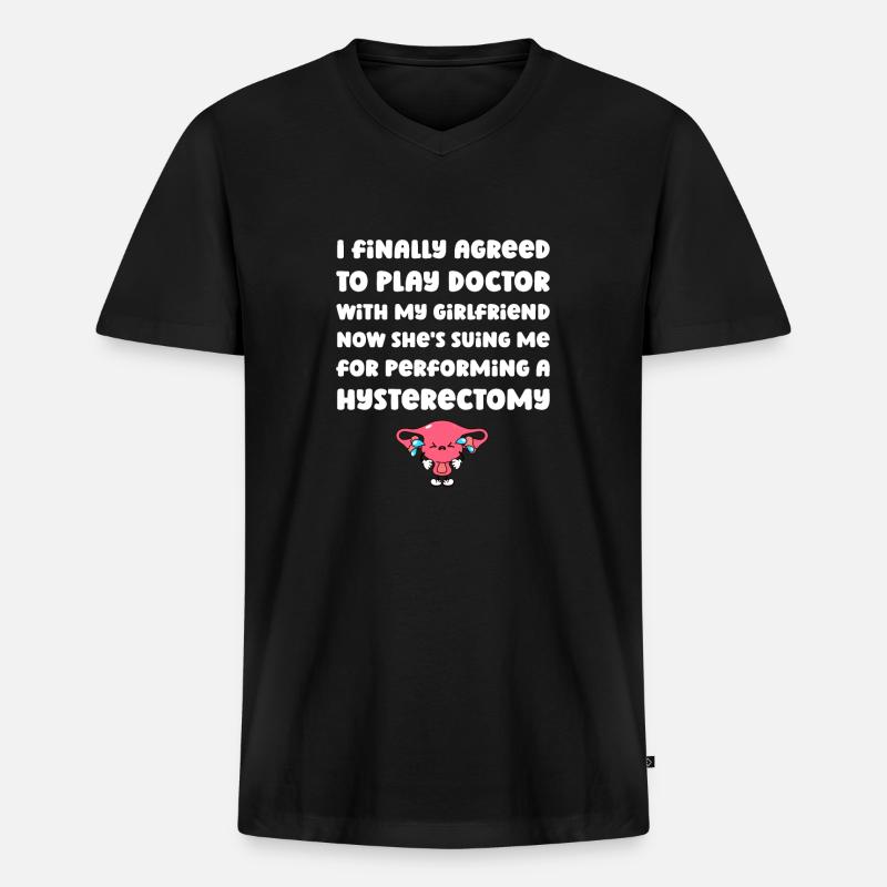 Hysterektomie Komisch - Männer Premium Bio T-Shirt mit V-Ausschnitt - Schwarz