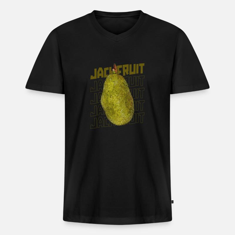 Jackfruit - Männer Premium Bio T-Shirt mit V-Ausschnitt - Schwarz