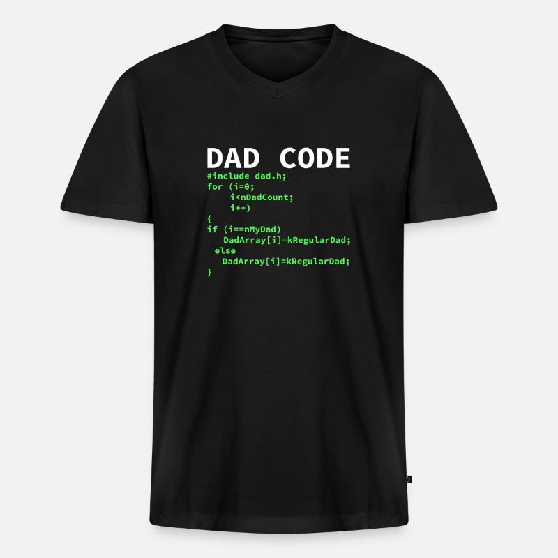 Développeur Coder Programmeur Papa - T-shirt encolure en V Premium bio Homme - noir