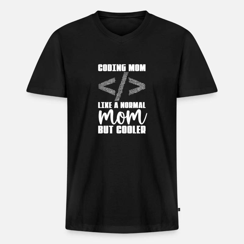 Développeur Coder Programmeur Mama - T-shirt encolure en V Premium bio Homme - noir