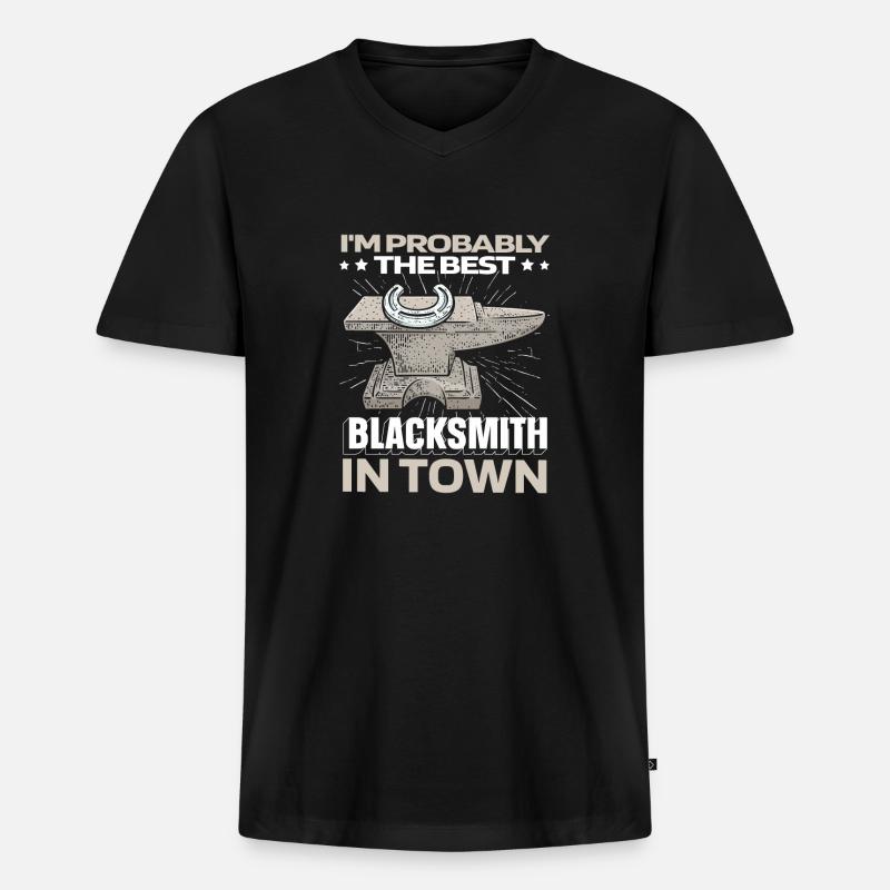 Schmied Metallbauer Amboss - Männer Premium Bio T-Shirt mit V-Ausschnitt - Schwarz