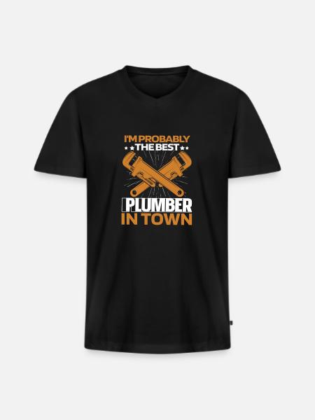 Plumber Installer Key - Men's Premium Organic T-shirt with V-neck - black