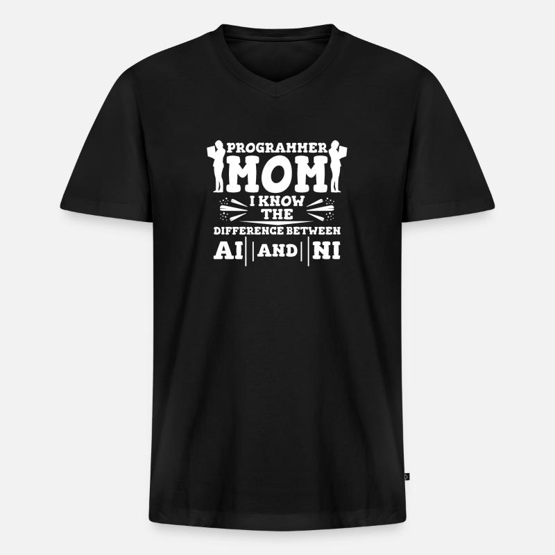Développeur Coder Programmeur Mama - T-shirt encolure en V Premium bio Homme - noir