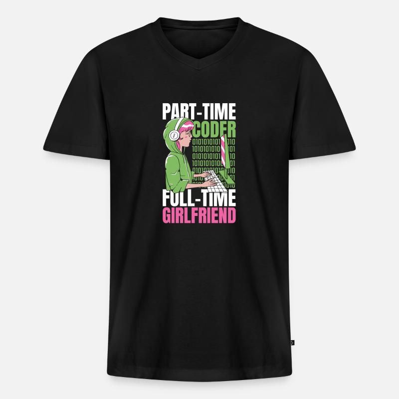 Entwickler Coder Programmierer Feste Freundin - Männer Premium Bio T-Shirt mit V-Ausschnitt - Schwarz