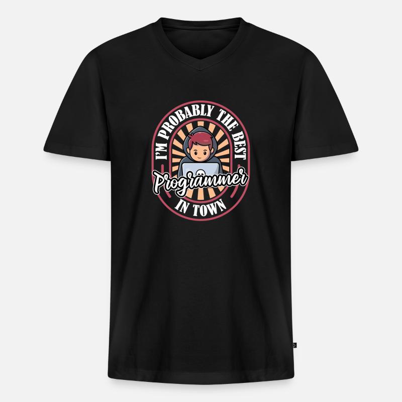 Entwickler Coder Programmierer Lustig - Männer Premium Bio T-Shirt mit V-Ausschnitt - Schwarz