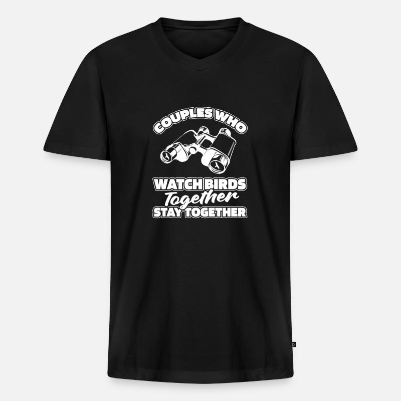 Vogelbeobachter Paar - Männer Premium Bio T-Shirt mit V-Ausschnitt - Schwarz