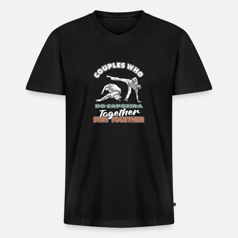 Capoeira Kampftanz Paar - Männer Premium Bio T-Shirt mit V-Ausschnitt - Schwarz