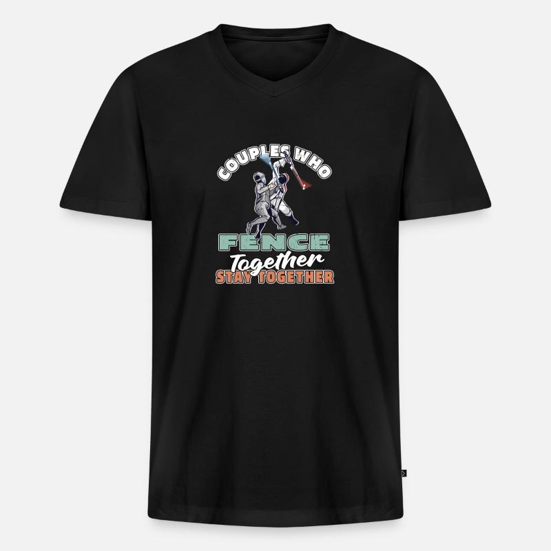 Fechten Fechter Paar - Männer Premium Bio T-Shirt mit V-Ausschnitt - Schwarz