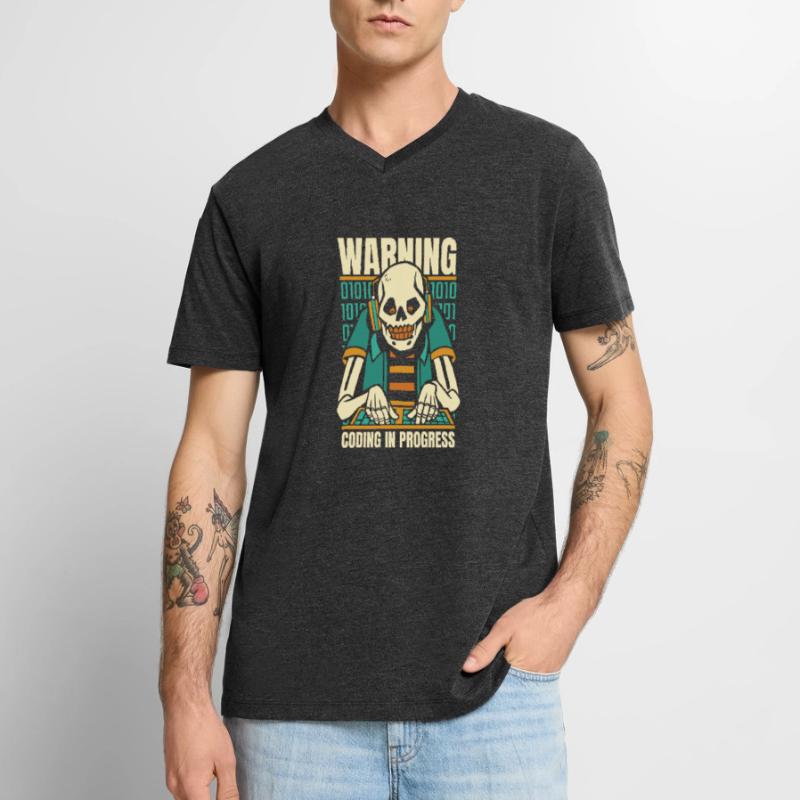Développeur Coder Programmeur Squelette T-shirt encolure en V Premium bio Homme