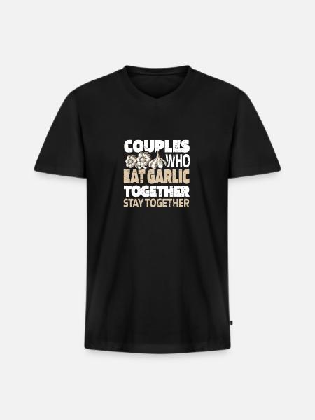 Knoblauch Knobi Knofi Paar - Männer Premium Bio T-Shirt mit V-Ausschnitt - Schwarz