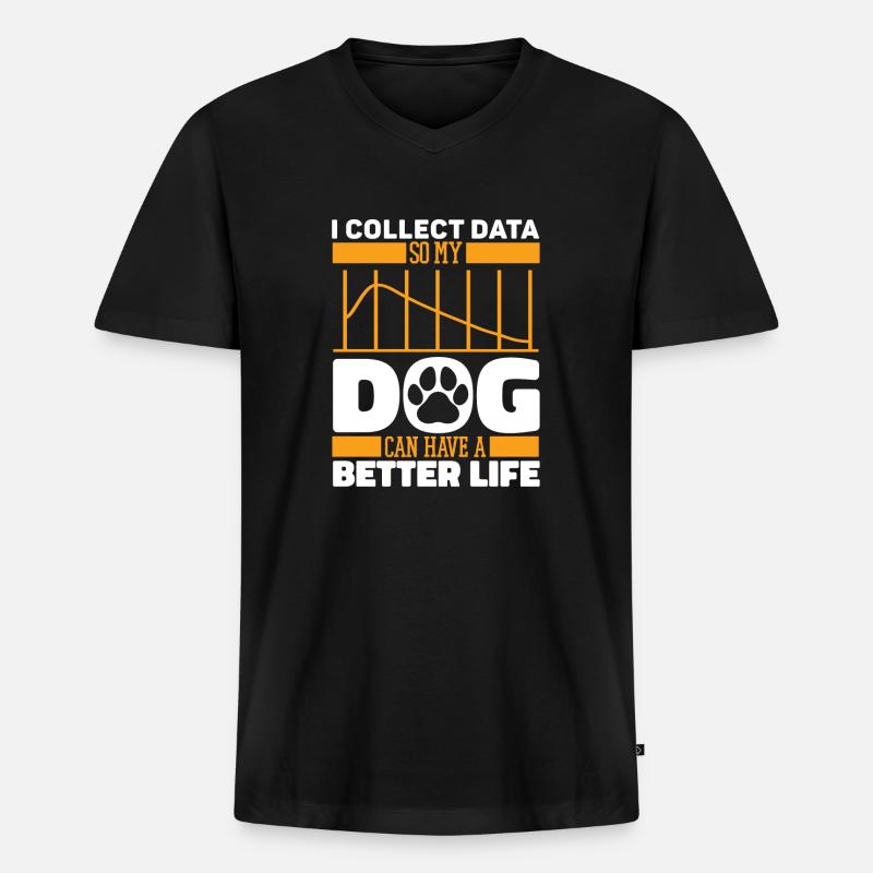 Data Science Data Analyst Hund - Männer Premium Bio T-Shirt mit V-Ausschnitt - Schwarz