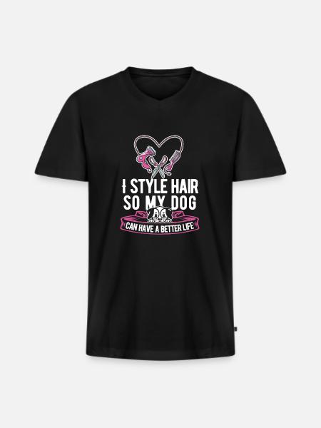 Coiffeur Coiffeur Chien - T-shirt encolure en V Premium bio Homme - noir