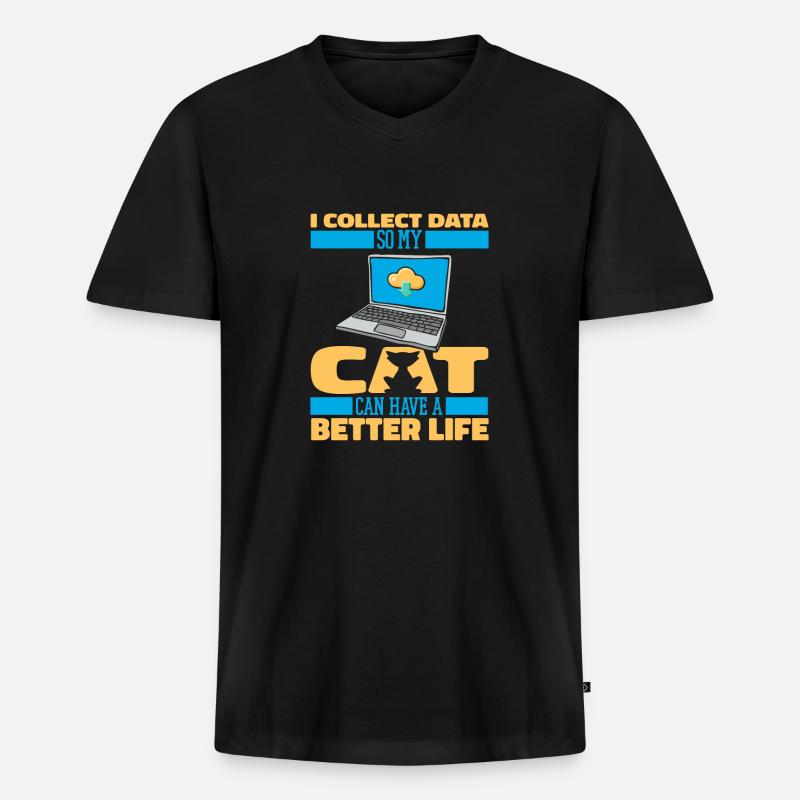 Data Science Data Analyst Katze - Männer Premium Bio T-Shirt mit V-Ausschnitt - Schwarz