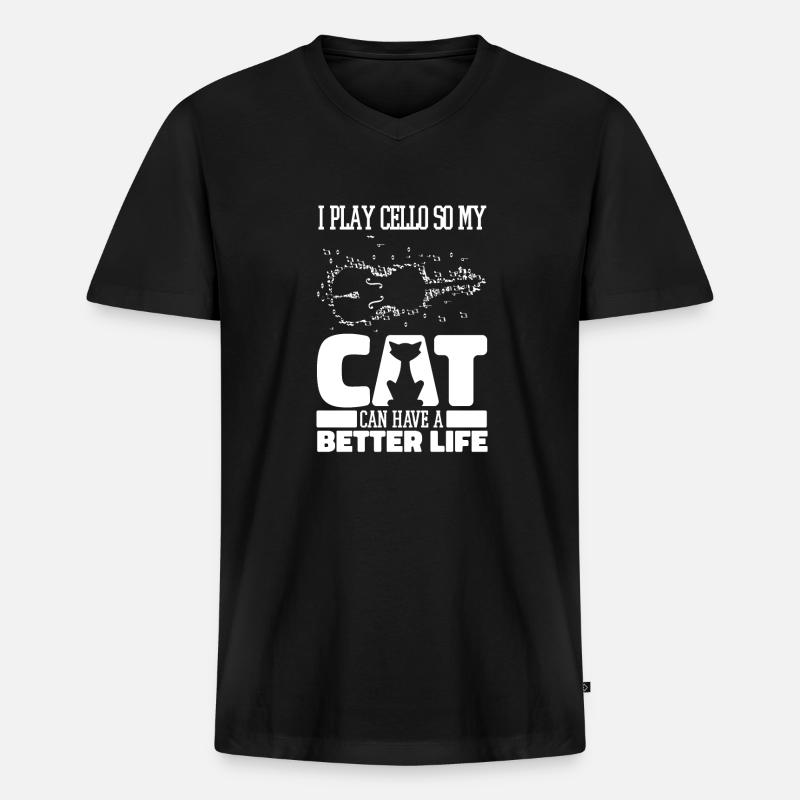 Cello Cellist - Männer Premium Bio T-Shirt mit V-Ausschnitt - Schwarz