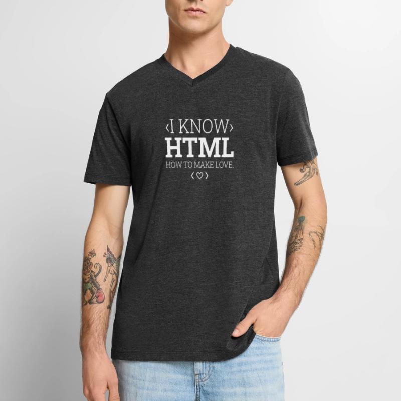Entwickler Coder Programmierer Html Männer Premium Bio T-Shirt mit V-Ausschnitt