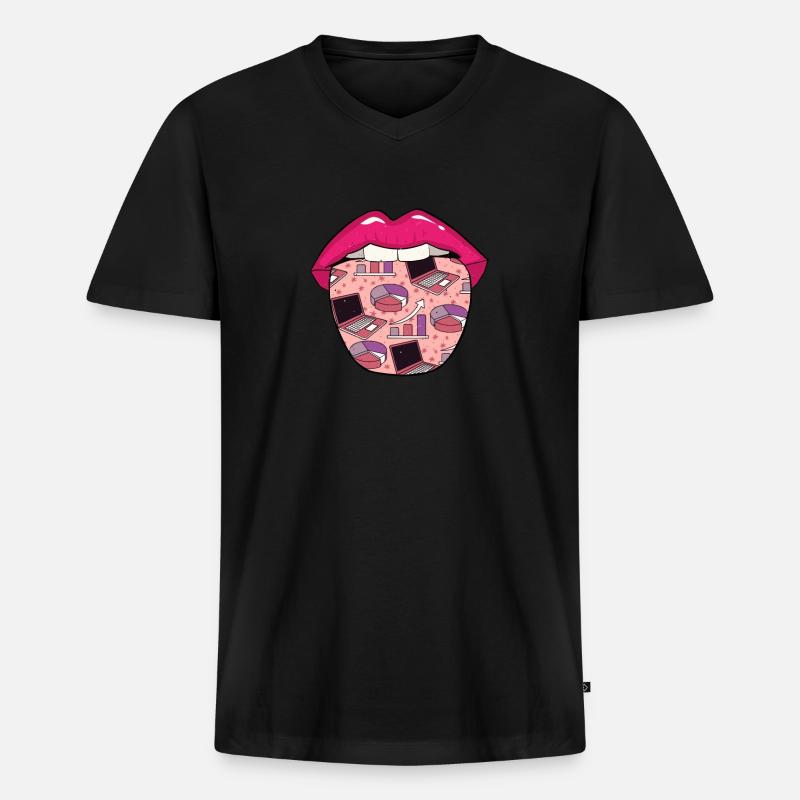 Data Science Data Analyst lips - Men's Premium Organic T-shirt with V-neck - black