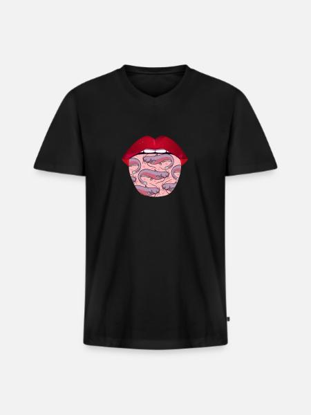 Lèvres de poisson-chat - T-shirt encolure en V Premium bio Homme - noir