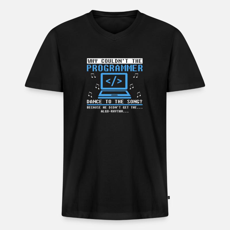 Développeur Coder Programmeur Comic Coding - T-shirt encolure en V Premium bio Homme - noir