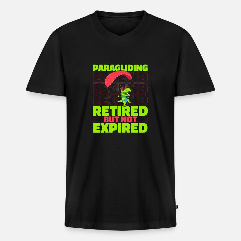 Paragleiter Paragleiten Dino - Männer Premium Bio T-Shirt mit V-Ausschnitt - Schwarz