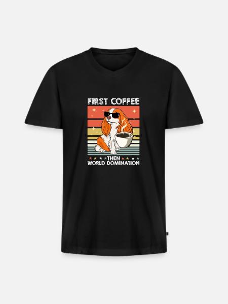 King Charles Cavalier Sunglasses Coffee - Men's Premium Organic T-shirt with V-neck - black