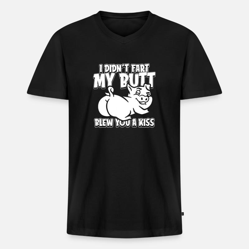 Schwein Schweinebauer - Männer Premium Bio T-Shirt mit V-Ausschnitt - Schwarz
