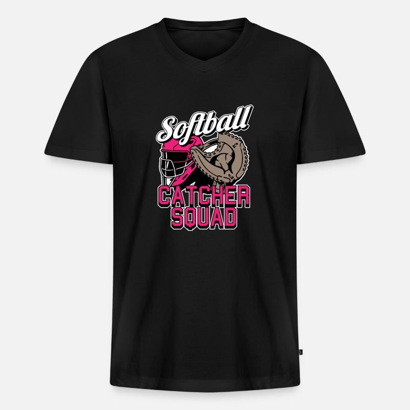 Softball Kader - Männer Premium Bio T-Shirt mit V-Ausschnitt - Schwarz
