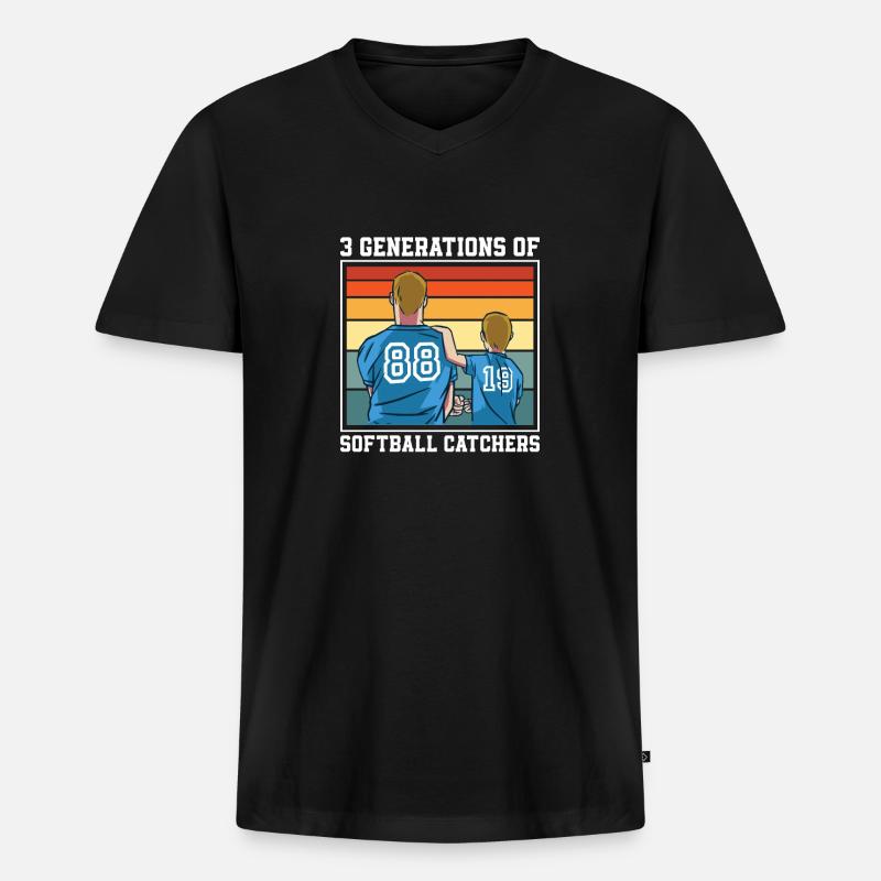 Softball - Männer Premium Bio T-Shirt mit V-Ausschnitt - Schwarz