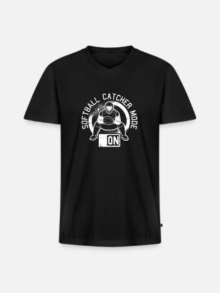 Softball Mode - T-shirt encolure en V Premium bio Homme - noir