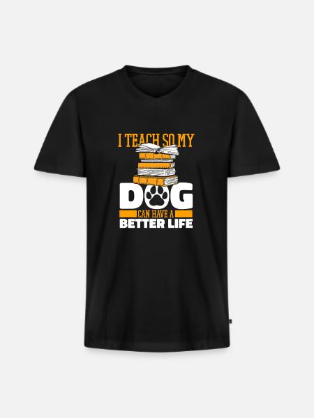 Lehrer Pädagoge Hund - Männer Premium Bio T-Shirt mit V-Ausschnitt - Schwarz