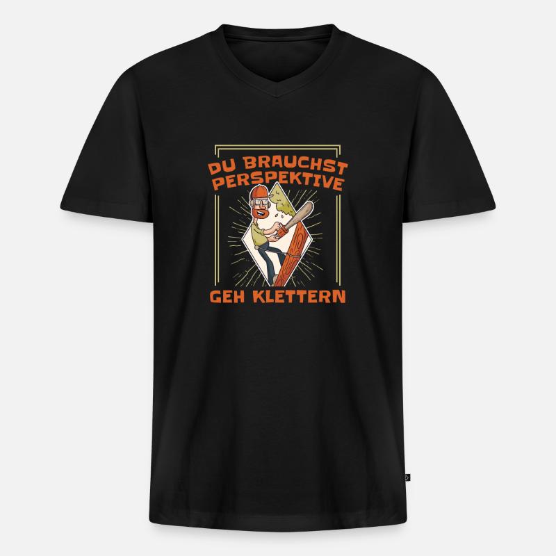 Baumpfleger Baumkletterer Arborist Witzig - Männer Premium Bio T-Shirt mit V-Ausschnitt - Schwarz