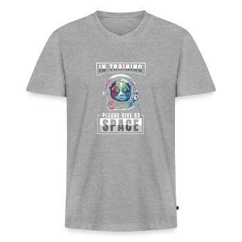 Dresseur de chiens Astronaute - T-shirt encolure en V Premium bio Homme - gris chiné - Devant