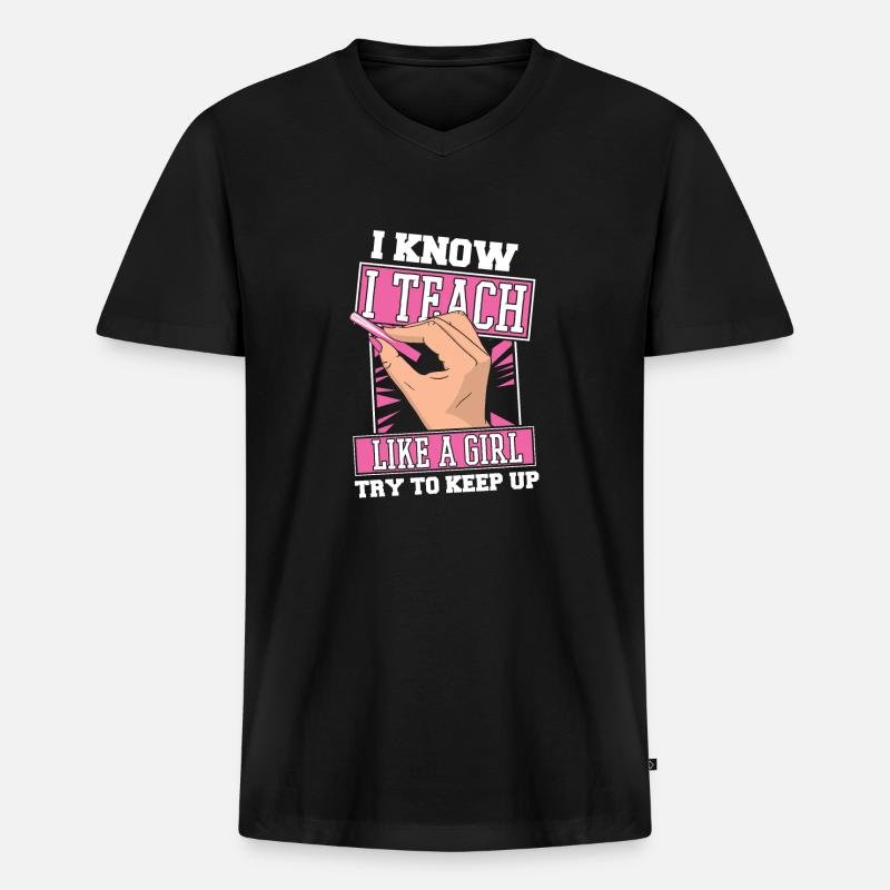 Lehrer Pädagoge Mädchen - Männer Premium Bio T-Shirt mit V-Ausschnitt - Schwarz