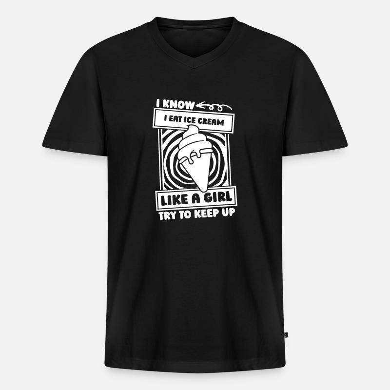 Eiscreme Mädchen - Männer Premium Bio T-Shirt mit V-Ausschnitt - Schwarz