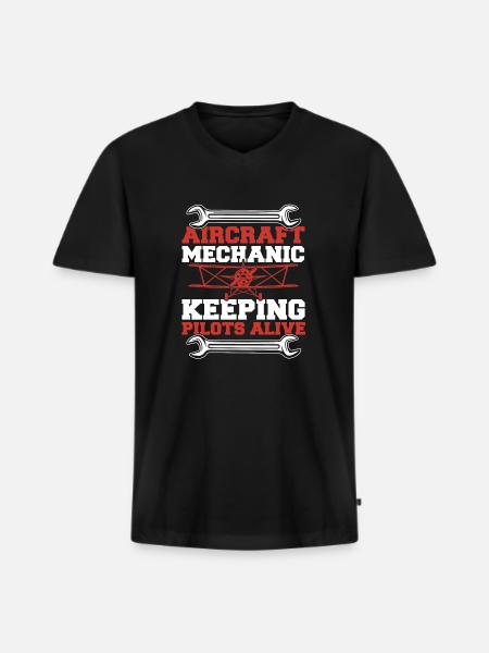 Airplane Mechanic Pilot - Men's Premium Organic T-shirt with V-neck - black
