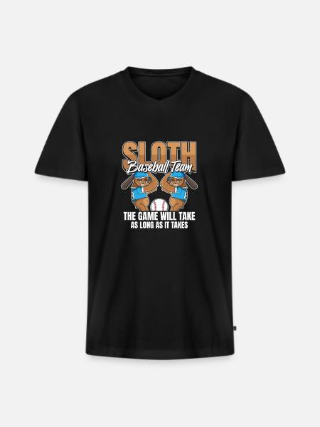 Sloth Team Sloth Baseball - Men's Premium Organic T-shirt with V-neck - black