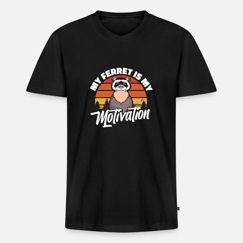 Frettchen Iltis Motivation - Männer Premium Bio T-Shirt mit V-Ausschnitt - Schwarz