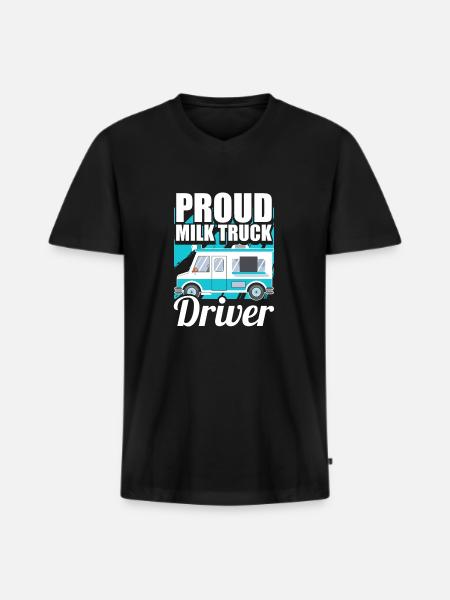 Camion de lait de vache - T-shirt encolure en V Premium bio Homme - noir