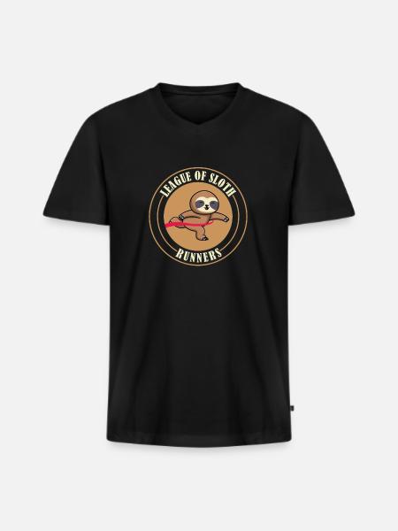 Sloth funny sloth running - Men's Premium Organic T-shirt with V-neck - black