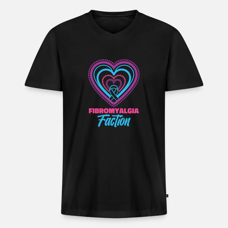 Fibromyalgie Rheuma Herz - Männer Premium Bio T-Shirt mit V-Ausschnitt - Schwarz