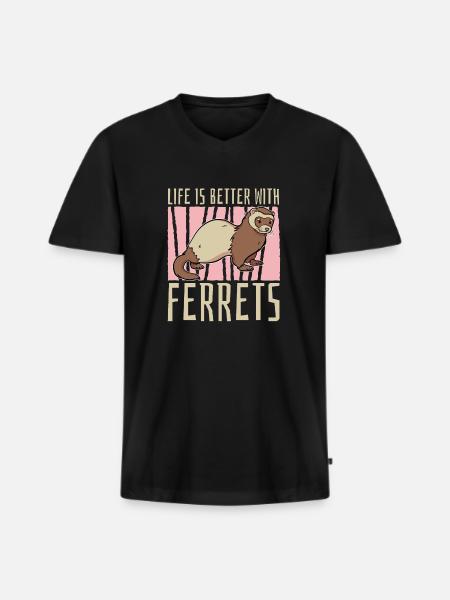 Frettchen Iltis Witzig - Männer Premium Bio T-Shirt mit V-Ausschnitt - Schwarz